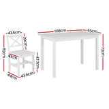 Crafers 5 Piece Dining Set, White