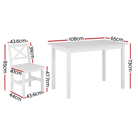 Crafers 5 Piece Dining Set, White