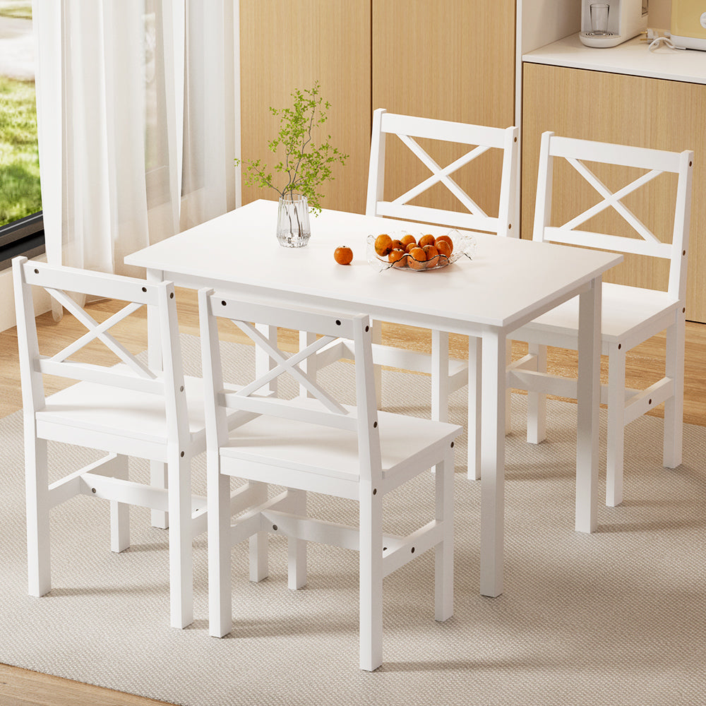 Crafers white pinewood dining set in a modern dining room