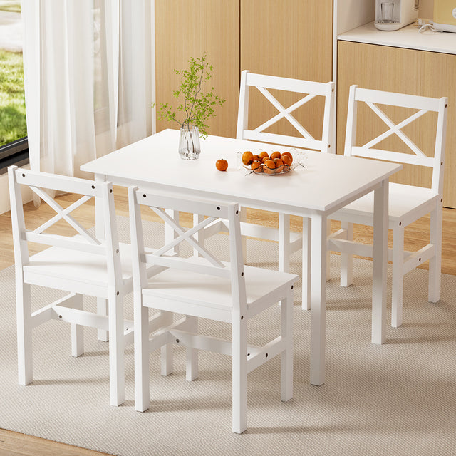 Crafers white pinewood dining set in a modern dining room