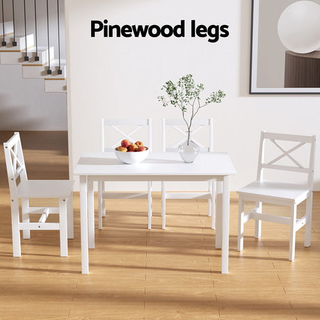 Crafers 5 Piece Dining Set, White