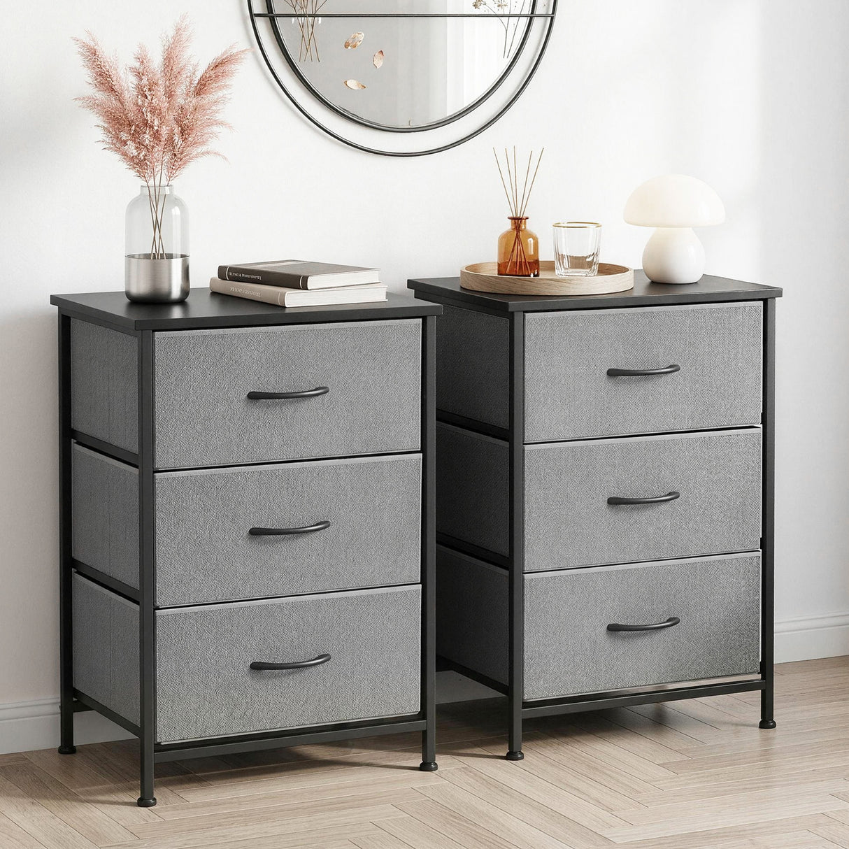Wingello 3 Drawer Chest of Drawers, Grey 2pcs