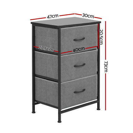 Wingello 3 Drawer Chest of Drawers, Grey 2pcs