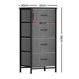 Artiss 4-Drawer Storage Dresser Tallboy in Grey — Metal Frame — Allure Home Collections