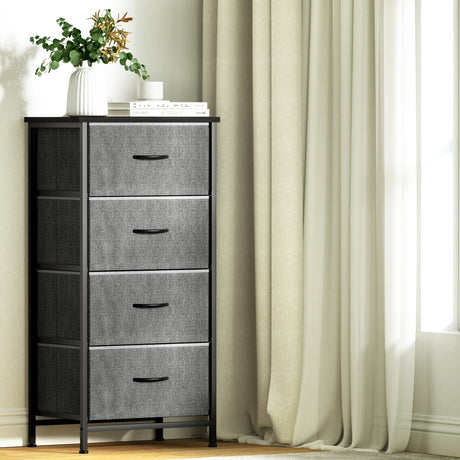 Artiss 4-Drawer Storage Dresser Tallboy in Grey — Metal Frame — Allure Home Collections