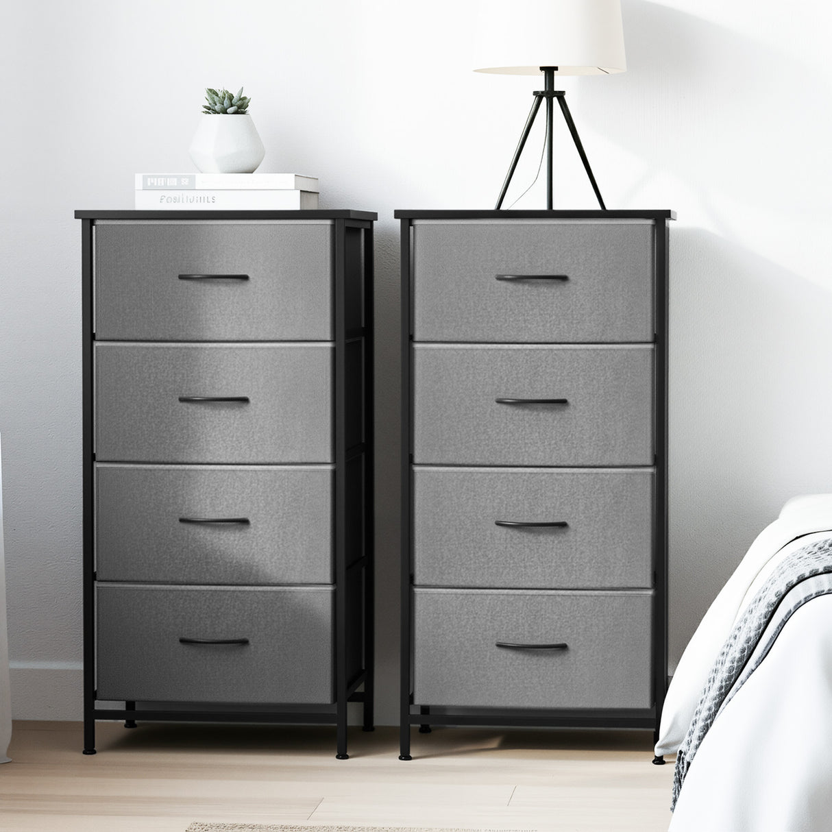 Tallong 4 Drawer Tallboy, Grey 2pcs