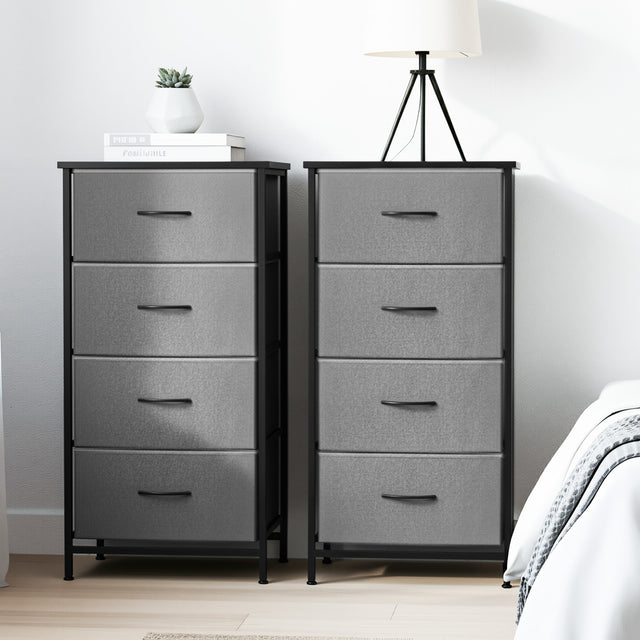 Tallong 4 Drawer Tallboy, Grey 2pcs