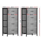 Tallong 4 Drawer Tallboy, Grey 2pcs
