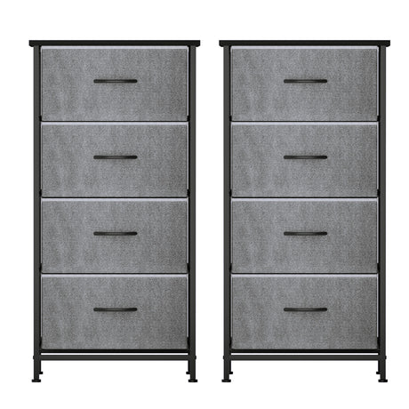 Tallong 4 Drawer Tallboy, Grey 2pcs