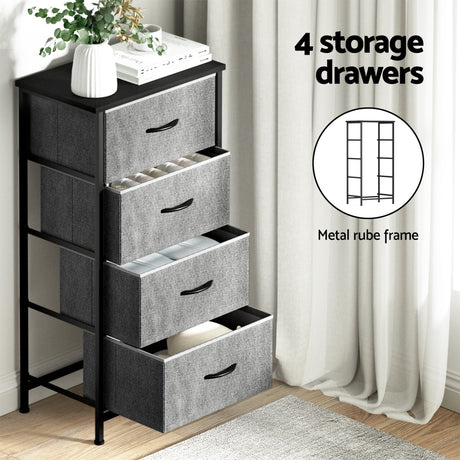 Tallong 4 Drawer Tallboy, Grey 2pcs