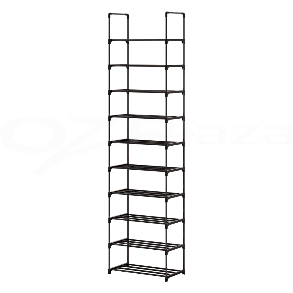 Artiss DUNN 10-Tier Stackable Black Shoe Rack — DIY, Walk-In Wardrobe — Allure Home Collections