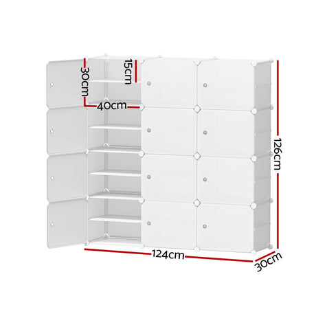 Artiss 12-Cube DIY Stackable White Shoe Rack — Multipurpose, Stylish — Allure Home Collections