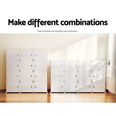 Artiss 12-Cube DIY Stackable White Shoe Rack — Multipurpose, Stylish — Allure Home Collections
