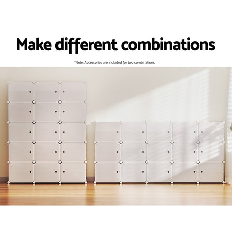 Artiss 15-Cube DIY Stackable White Shoe Rack Storage Cabinet — Allure Home Collections