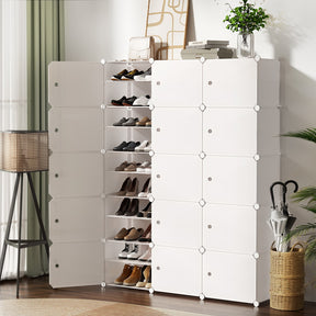 Carver white fifteen cube stackable shoe rack storage cabinet