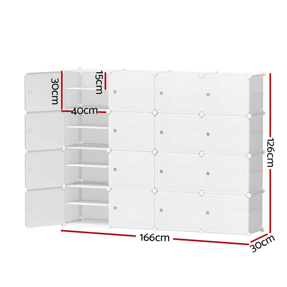 Artiss 16-Cube DIY Stackable White Shoe Rack Storage Unit — Allure Home Collections
