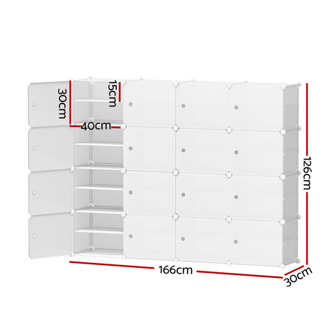 Artiss 16-Cube DIY Stackable White Shoe Rack Storage Unit — Allure Home Collections