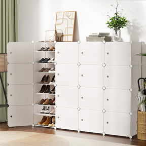 Blair white sixteen cube stackable shoe rack storage unit