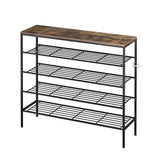 Artiss BOB 5-Tier 25-Pair Walnut Shoe Rack — Industrial Style, Metal Frame — Allure Home Collections