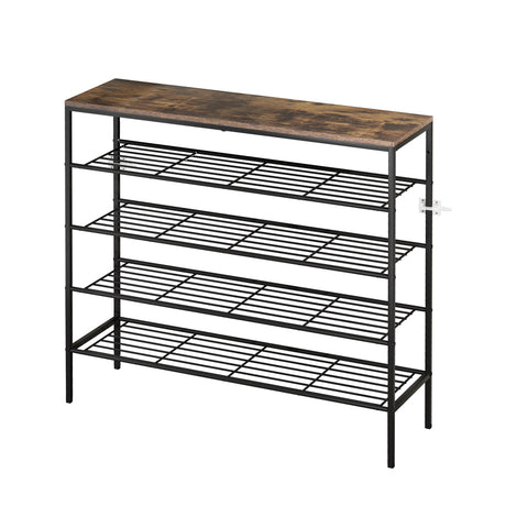 Artiss BOB 5-Tier 25-Pair Walnut Shoe Rack — Industrial Style, Metal Frame — Allure Home Collections