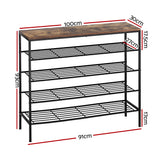 Artiss BOB 5-Tier 25-Pair Walnut Shoe Rack — Industrial Style, Metal Frame — Allure Home Collections