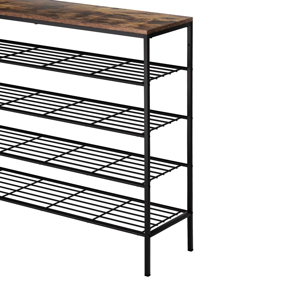 Artiss BOB 5-Tier 25-Pair Walnut Shoe Rack — Industrial Style, Metal Frame — Allure Home Collections