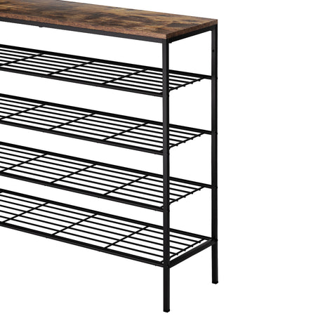 Artiss BOB 5-Tier 25-Pair Walnut Shoe Rack — Industrial Style, Metal Frame — Allure Home Collections