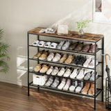 Artiss BOB 5-Tier 25-Pair Walnut Shoe Rack — Industrial Style, Metal Frame — Allure Home Collections