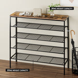 Artiss BOB 5-Tier 25-Pair Walnut Shoe Rack — Industrial Style, Metal Frame — Allure Home Collections