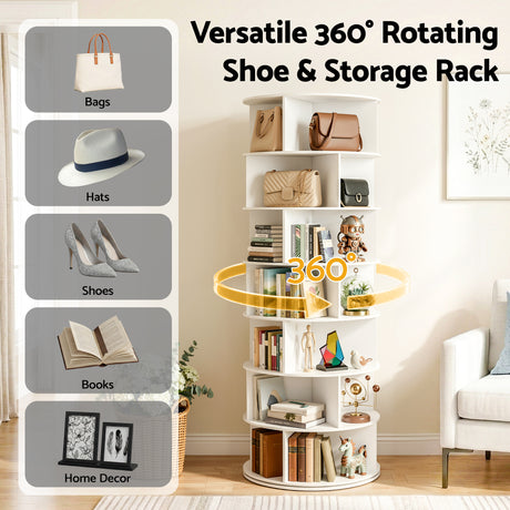 Hamilton 7 Tier 360 Rotating Shoe Rack, White image 4