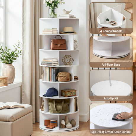 Hamilton 7 Tier 360 Rotating Shoe Rack, White image 6