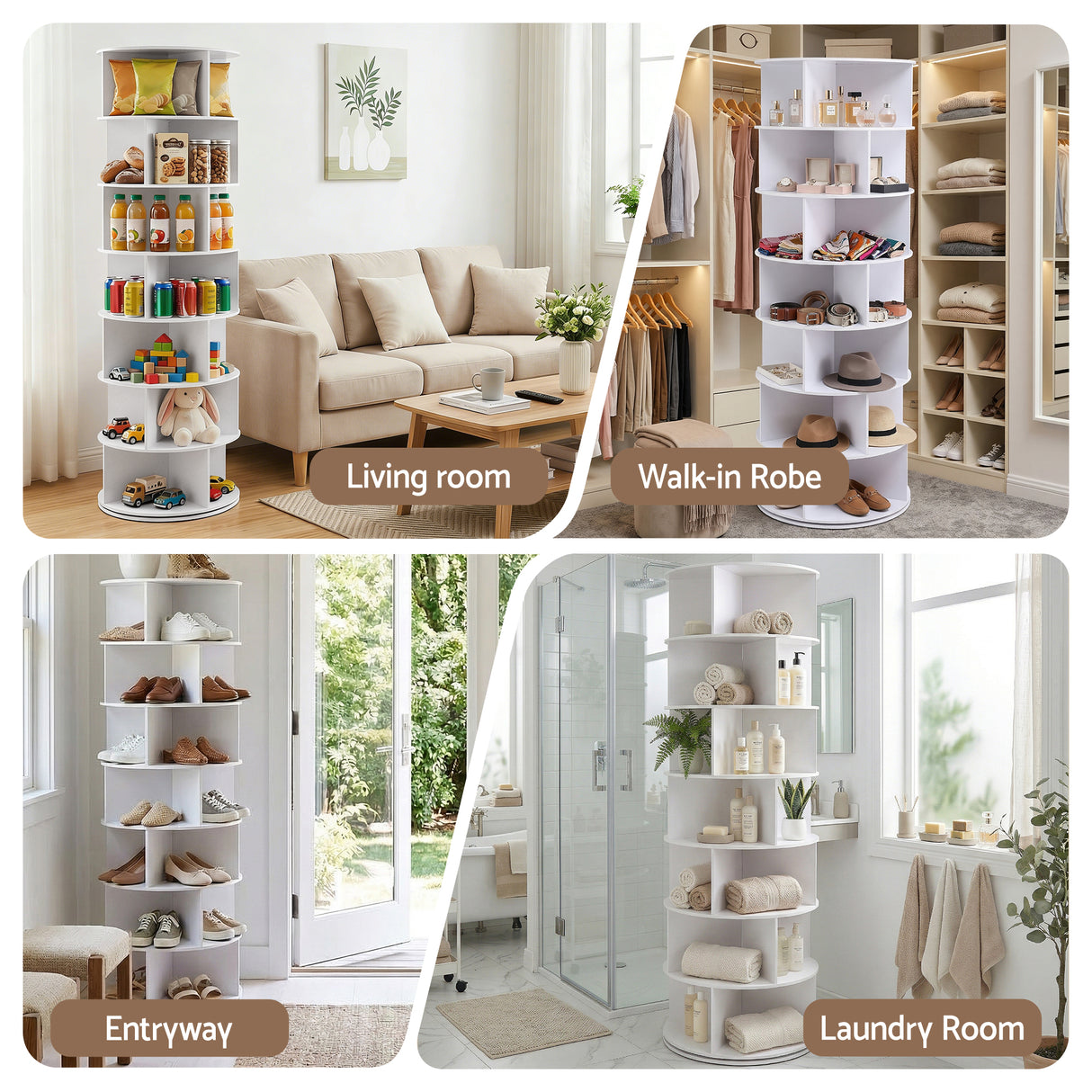 Hamilton 7 Tier 360 Rotating Shoe Rack, White image 7