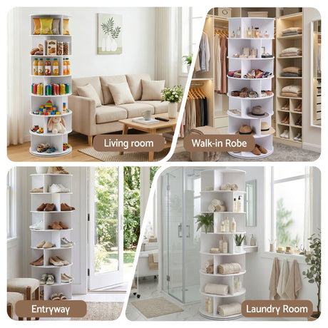 Hamilton 7 Tier 360 Rotating Shoe Rack, White image 7