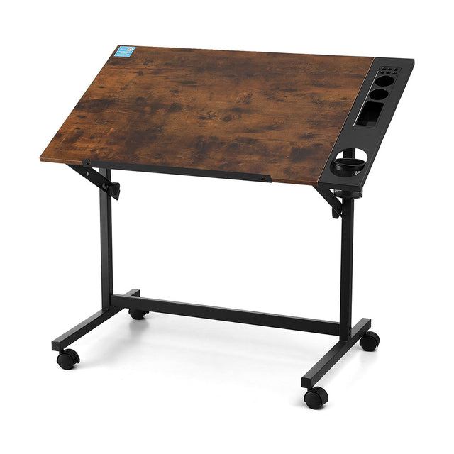 Weston rustic brown drawing desk in a home office
