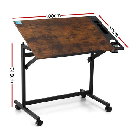 Weston rustic brown drawing desk in a home office
