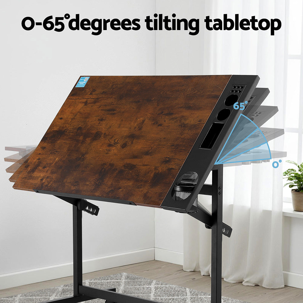 Weston rustic brown drawing desk in a home office