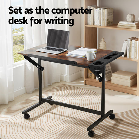 Weston rustic brown drawing desk in a home office