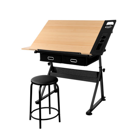Ngunnawal Drafting Table, Natural and Black 120cm