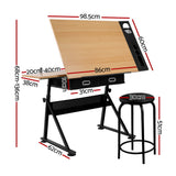 Ngunnawal Drafting Table, Natural and Black 120cm