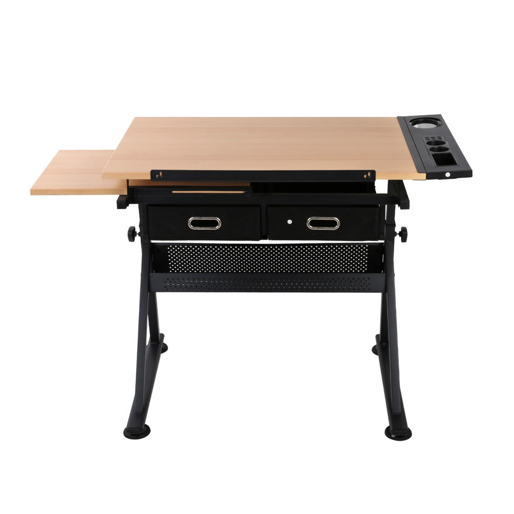 Ngunnawal Drafting Table, Natural and Black 120cm