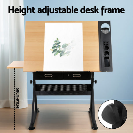 Ngunnawal Drafting Table, Natural and Black 120cm