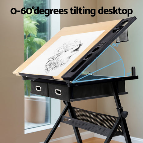 Ngunnawal Drafting Table, Natural and Black 120cm