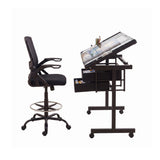 Onslow black drawing desk and drafting chair set in an art studio