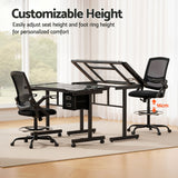 Onslow black drawing desk and drafting chair set in an art studio
