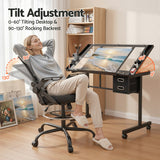 Onslow black drawing desk and drafting chair set in an art studio