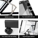 Onslow black drawing desk and drafting chair set in an art studio