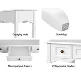 Artiss Hamptons French Provincial Console Table — White, 3 Drawers — Allure Home Collections