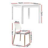 Basket Range 5 Piece Dining Set, White