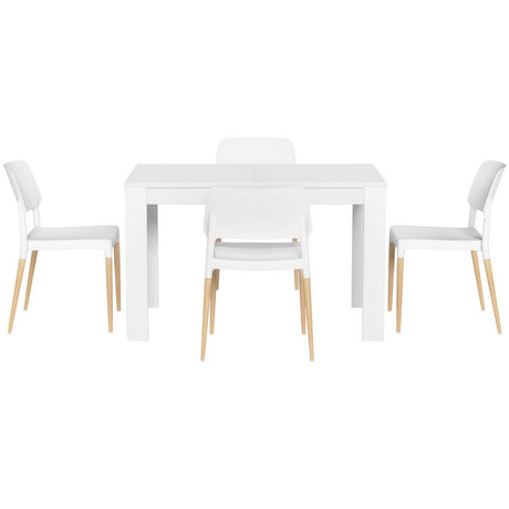 Basket Range 5 Piece Dining Set, White