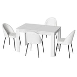 Basket Range white sherpa dining set in a modern dining room